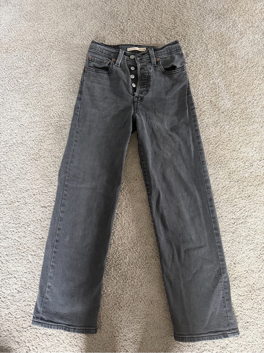 Levi's High-Rise ribcage ankle Straight Jeans — Charcoal Black